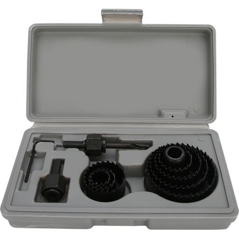 Kit de 11 scies cloches en acier rapide pour la découpe de panneaux PVC et bois, outil de perçage pour la menuiserie, noir (1/5)