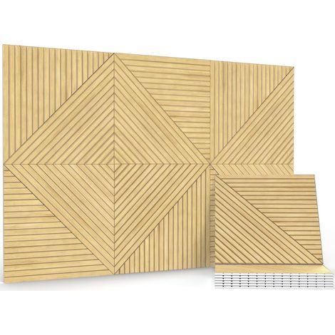 Lot de 6 panneaux acoustiques, autocollants et décoratifs et insonorisants, pour bureau, studio d'enregistrement, salon, chambre à coucher, 180 x 120 cm, bois de chêne (1/5)