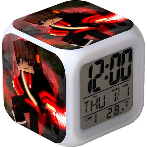 Réveil numérique multifonction Minecraft Édition LED