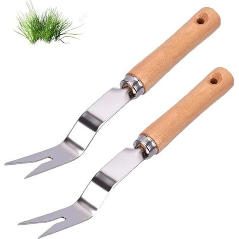 MINKUROW Hand-Jäter 2 Stück Edelstahl-Hand-Jäter für schnelles Boden- und Garten-Jäten V-Form Manuelles Jäten Wurzelgabel Garten-Hand-Jäter