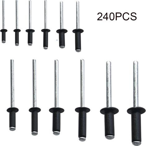 Lot de 240 rivets aveugles en aluminium, 3,2-16 mm, pour métal et meubles, bleu marine (1/5)
