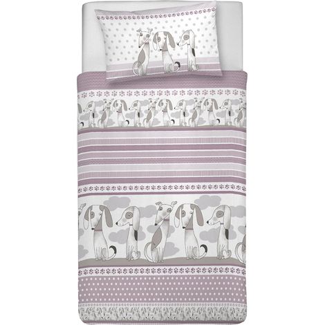 Parure Housse de Couette 100% Coton, avec Sac 155 x 200 cm et 1 taie d'oreiller 52 x 82 cm, fabriquée en Italie, Housse de Couette Lavable en Machine à 40 °, Fantaisie Rose (1/2)