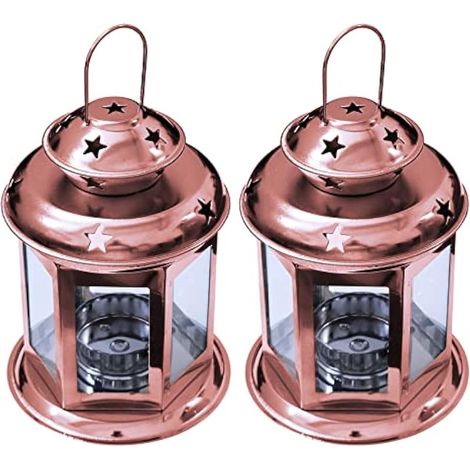 Paire de Lanternes Suspendues Design Européen, Verre Antique, Cadre Métallique, Lustre Lampe de Nuit, Décoration Romantique Noël Mariage Fête (Bronze) (1/4)