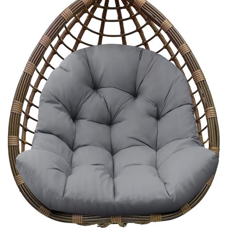 Cuscino di ricambio impermeabile per altalena da giardino, Cocoon - 120 x 80 x 18 cm - Spesso - Cuscino rimovibile con lacci per altalena da giardino, Cocoon - Grigio