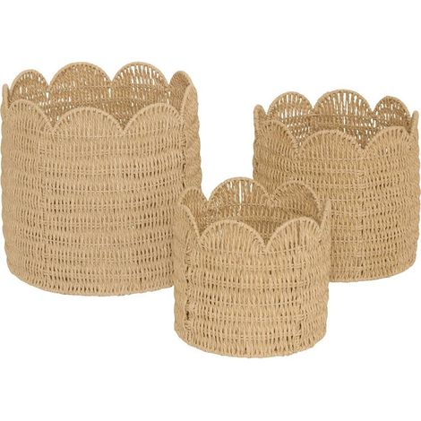 Lot de 3 Paniers à Festons "Cyrielle" 34cm Naturel (1/4)