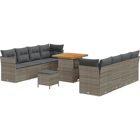 Maison Exclusive - Gartensofa-set 11 pcs Grau Poly-Rattan