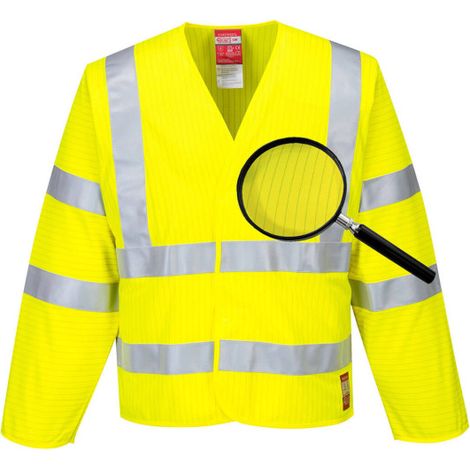 Chaqueta de alta visibilidad, antiéstática Resistente a la llama manga larga flúor FR85 2XL-3XL Amarillo
