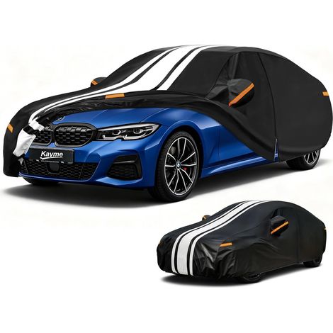 Waterproof Breathable Car Cover Outdoor Rain Sun Dust Cover with Adhesive Tape and Towel for Sedan Length 470 to 495 cm, 3XL (1/5)