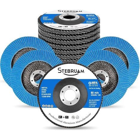 Lot de 12 disques à lamelles de 115 mm meuleuse d'angle Disque de ponçage 120 Grit en zircone pour le polissage des joints de soudure Abrasifs en oxyde d'aluminium (1/5)
