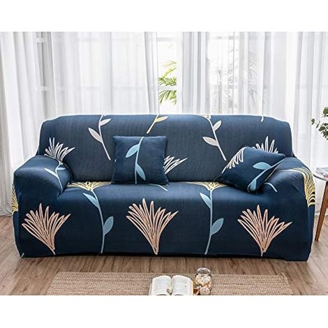 Housse de canapé extensible en tissu élastique 1 2 3 places Fauteuil Méridienne Canapé Protecteur en Polyester Spandex avec 1 Taie (2 places, Motif Fleurs sauvages)
