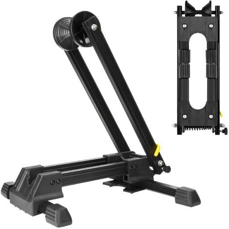 Applicable Support de Velo Sol Râtelier pour 1 VTT Vélo Route Support de Rangement Roue Pliable en Aluminium Porte Vélo pour Roue Fixé Stable 24'' 26'' 27,5'' 700C Noir (1/5)