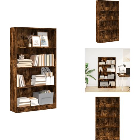Bibliothèque chêne fumé 80x24x143 cm bois d'ingénierie - Bibliothèque - Bibliothèques - Étagère À Livres - Armoire De Rangement (1/5)