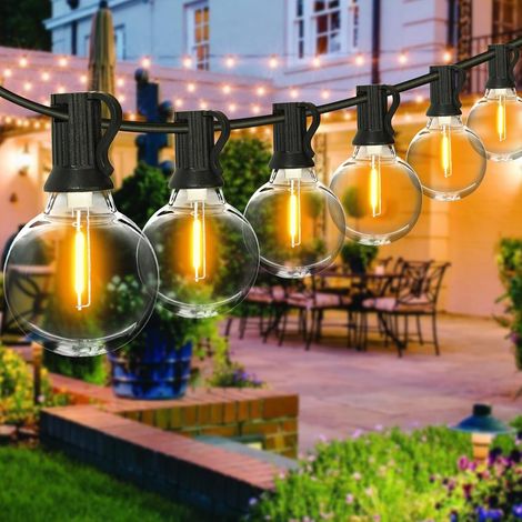 Guirlande Lumineuse Exterieure, 15M 25+2 LED G40 Ampoules Guirlande Guinguette LED Connectable, Chaîne Lumiere Intérieur Extérieure IP65 Étanche pour Jardin Patio Fête Mariage, Blanc Chaud (1/5)
