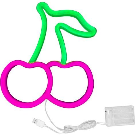 Veilleuse néon LED, forme de cerise rose, alimentation USB, applique murale décorative pour mariage (1/5)
