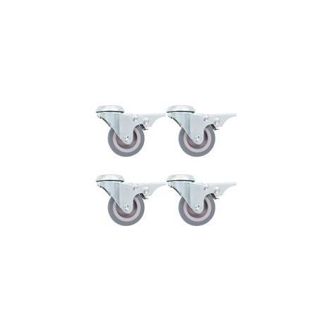 Lenkrollen mit Befestigungsloch und Doppelbremse, 4er-Set, 50 mm - Crezuo