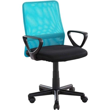 Home Heavenly®- Silla escritorio Maya, silla de oficina pequeña. Respaldo malla transpirable.  Color: Azul Turquesa (1/5)