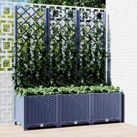 Bac à fleurs - Jardinière pour extérieur/intérieur jardin terrasse balcon - avec treillis Gris foncé 120x40x136 cm PP Chic-259254 (1/5)