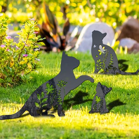 Schmetterlings-Katze-Erdungsstecker, Outdoor-Metalldekoration für den Garten, Gartenpfähle für die Gartendekoration