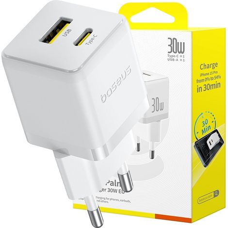 Baseus Palm Wandladegerät, USB C-USB A, Weiß 1 Stück. (1/5)