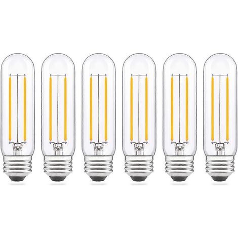 Ampoule LED Edison T10 tubulaire 4W 2700K, dimmable, style vintage, culot E26, économie d'énergie, lot de 6 (1/4)
