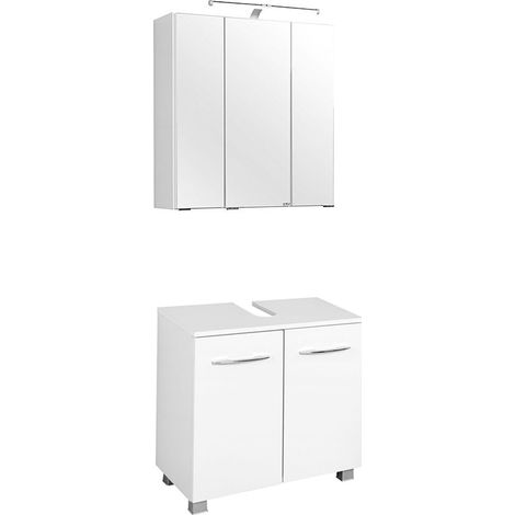 Waschbeckenschrank & Spiegelschrank Set BERGAMO-03, weiß, B x H x T ca.: 60 x 200 x 35cm (1/5)
