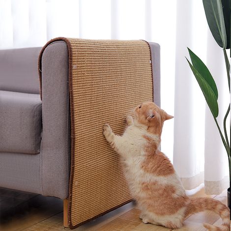 Lot de 2 tapis à gratter pour chat, 30 x 40 cm, en sisal, pour canapés, tapis à gratter pour revêtement mural, tapis à gratter pour chat, couverture à gratter avec fermeture Velcro, Couleur aléatoire (1/5)