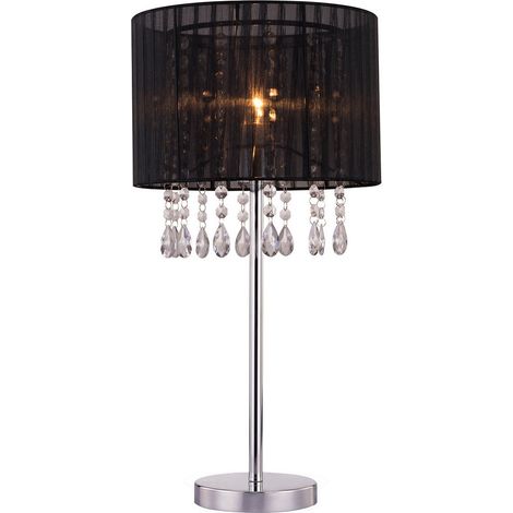 Lampe de table cristal noir/chrome E27 Zuma Line Leta