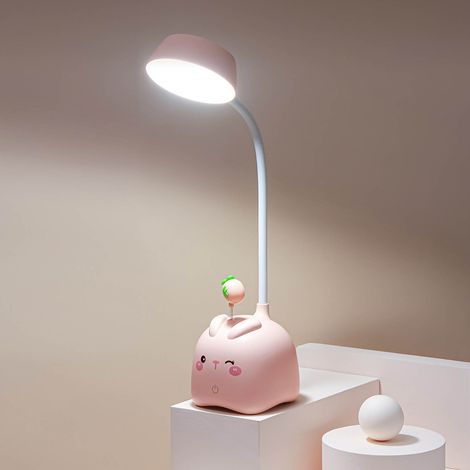 de bureau LED rechargeable USB pliable motif lapin rose