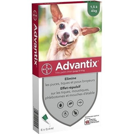 ADVANTIX 6 pipette antiparassitarie - Per cani di piccola taglia da 1,5 a 4 kg