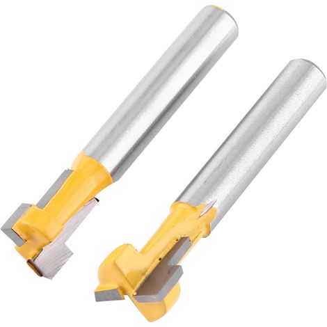 Lot de 2 fraises à rainurer en T jaunes pour lames de 3/8'' et 1/2'', queue de 1/4'' (1/5)