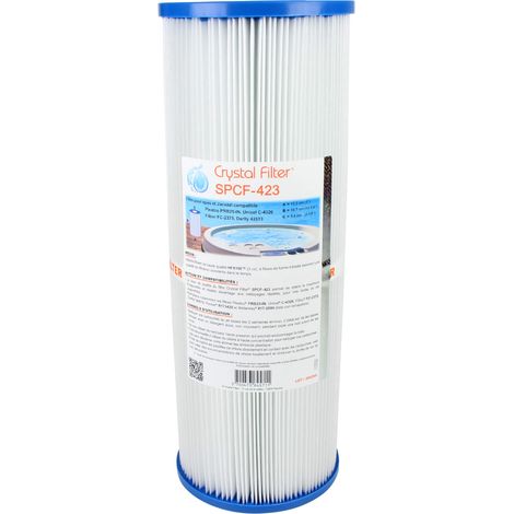 Crystal Filter – Filtre spa compatible Pleatco PRB25-IN – Hauteur 33.7 cm – Diamètre 12.5 cm – Cartouche de filtration pour spas et jacuzzis