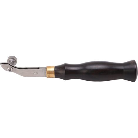 Outil de gaufrage du cuir, vis réglable de 0,5 mm, manche en ébène, design incurvé, construction en acier inoxydable, activé par la chaleur, convient aux travaux manuels en cuir. (1/5)