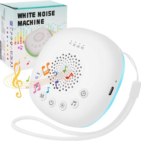 Máquina portátil de ruido blanco para bebés, luz nocturna con 20 sonidos relajantes profesionales, terapia de sonido para recién nacidos, ideal para dormir, dormir y viajar. (1/5)