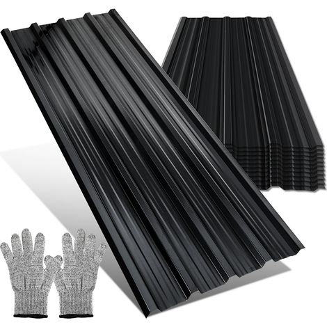 TolleTour Paneles de techo 12 uds 129x46 cm, acero galvanizado antracita, 7 m², chapa perfilada para techo y pared