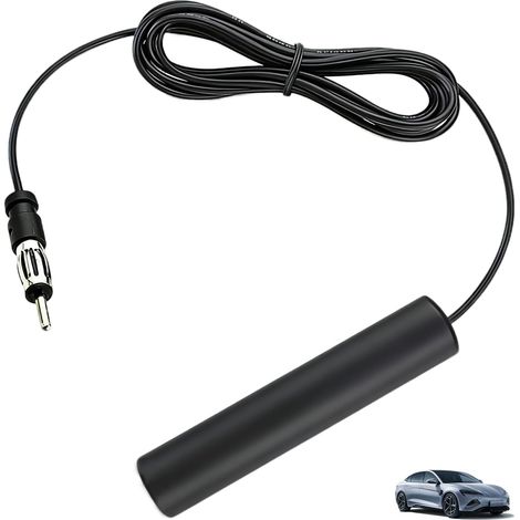Antena de radio para coche, amplificador de señal FM/AM adhesivo con cable de 5 m y conector DIN, compatible con coches, camiones, todoterrenos y barcos.