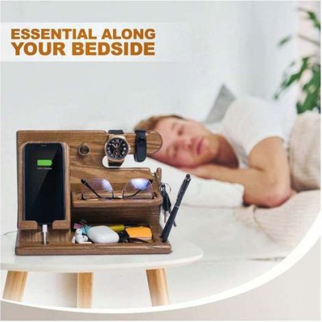 Étagère bureau bois massif,support téléphone/lunettes/montre,entrée/table chevet. (1/5)