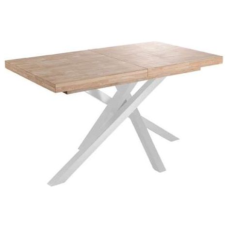 Mesa de comedor extensible Xena acabado roble nordish/blanco, 76cm(alto) 140-180-220cm(ancho) 90cm(fondoo) (1/4)