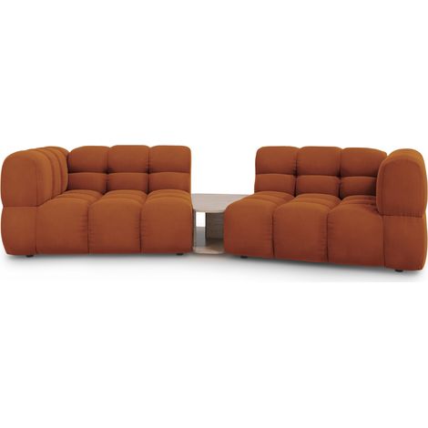 Canapé modulable 2 places en velours terracotta (1/5)