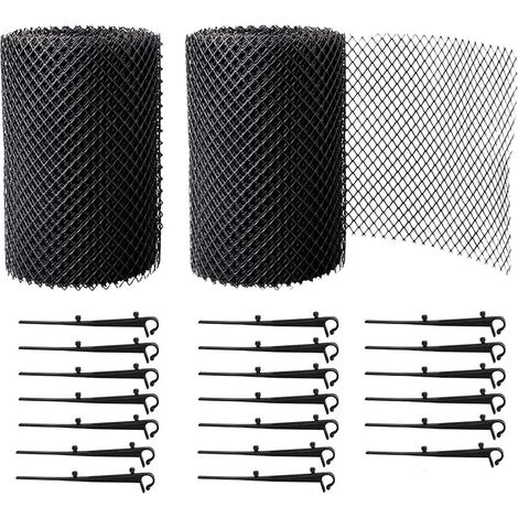 2 Rouleaux Grilles de Protection de Gouttière durable en PP, Protège Toiture et Protection contre Feuille + PLUS 24 Crochets de fixation+18cm de largeur+16m de longeur (1/5)