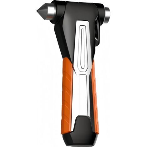Martillo de seguridad de emergencia, cortador de cinturones de seguridad, herramienta de evacuación, rompeventanas y cortador de cinturones de seguridad 2 en 1 (1 pieza, naranja y negro) (1/5)