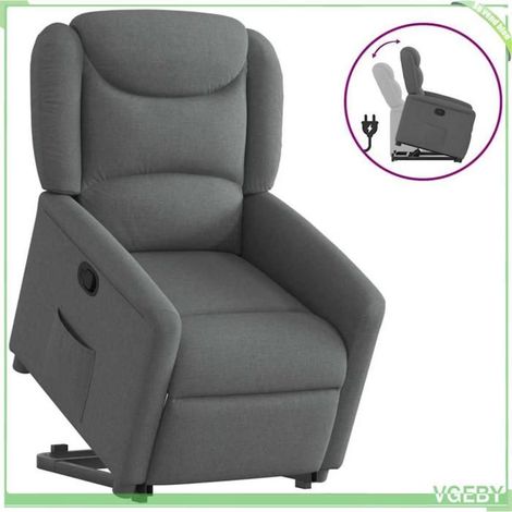 Fauteuil inclinable - 3303195 - Gris foncé tissu - Releveur électrique - Cadre bois et métal (1/5)