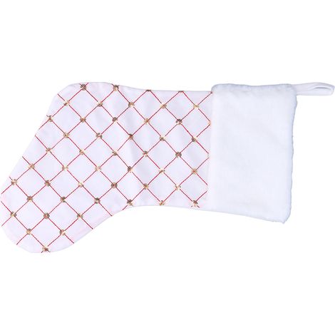 Chaussette de Noël, sac cadeau, paillettes dorées, décoration de sapin de Noël, chaussette à suspendre pour décoration de cheminée, blanche (1/5)