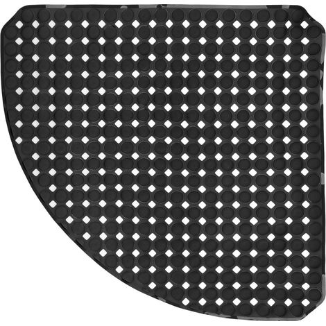 Alfombra de baño antideslizante esquinera para bañera y plato de ducha BABEL 53 x 53 cm, ventosas, color negro, ruedas