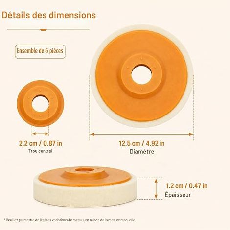 Angle Grinder Polishing Bits Polishing Disc Wool Polishing Disc for Metals, Glass, Ceramic, Marble, Car (1/4)