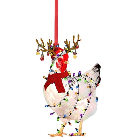 Guirlande De Noël En Forme De Coq - Décoration Murale Et Arbre De Noël - Acrylique 8 Cm - Pour Intérieur Jardin Et Fêtes Rustiques - Lot De 1