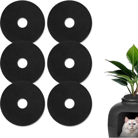 6pcs Filtre Charbon Litiere Chat, 20 cm Ronds Filtres à Charbon Actif Adhésifs pour bac à Litière pour Chat Filtre a Charbon Litiere pour Chat pour Garder l'Air Frais Maison Bureau (Noir) (1/5)