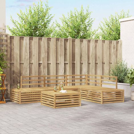 Salon de Jardin 6 Pièces Ensemble de Canapés d'Extérieur en Bois d'Acacia Blanc - PANGIVO (1/5)