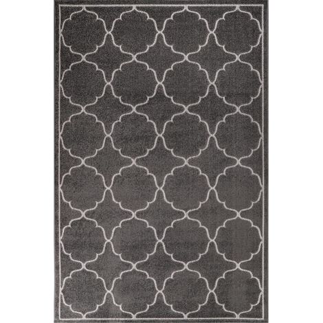 Tapis extérieur kilim 140x200 gris rectangle KUMA