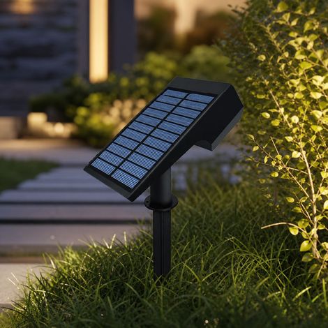 Projecteur solaire pour pelouse, éclairage extérieur IP65 étanche, détection crépusculaire automatique, installation murale ou au sol, ABS robuste (1/5)
