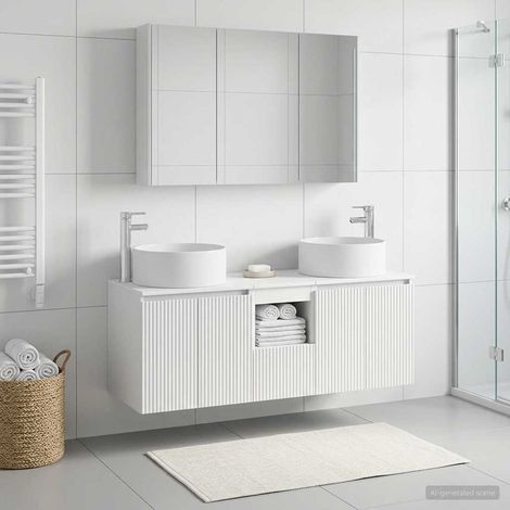 vidaXL Juego de Muebles de Baño 4 uds. Blanco Madera de ingeniería (1/5)